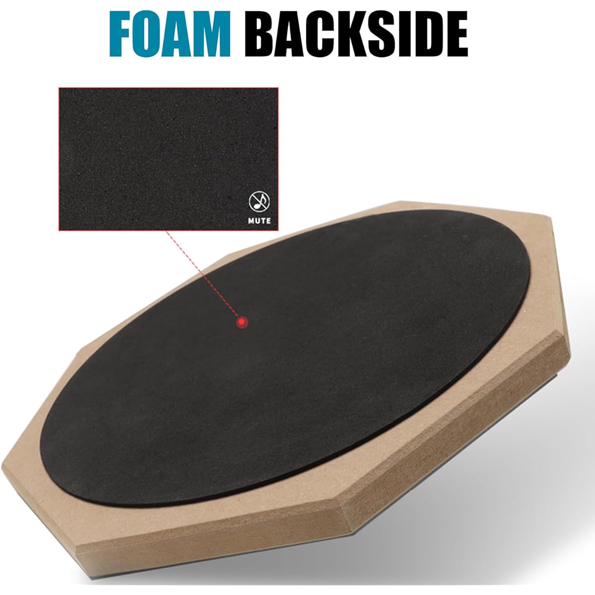 GLEAM Drum Practice Pad 8 inch - Silicone surface, maple base sponge back (one side)