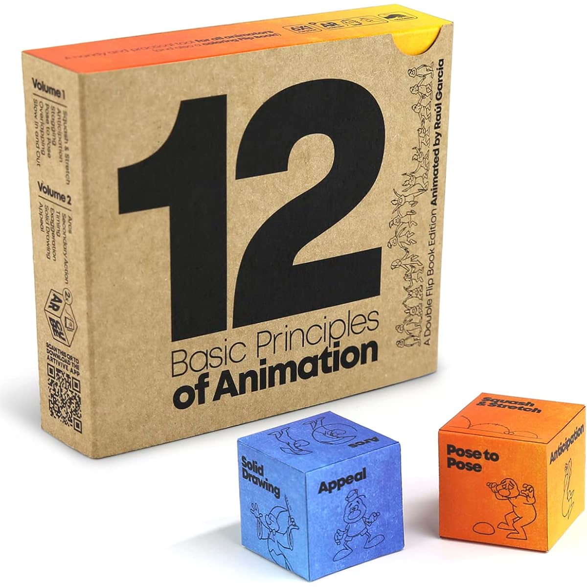 Flipboku - Animation Learning Flipbook Kit - 2 Coloring Flipbooks - 12 Basic Principles of Animation - Educational Toy - Includes DIY Paper Cube Game - 12 Augmented Reality Videos - Craft Kit