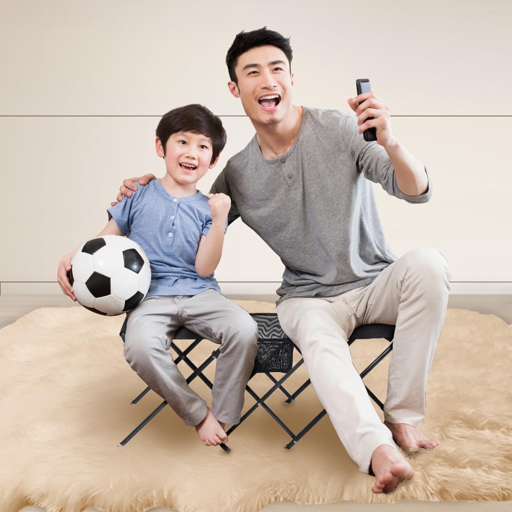 【limited! ] SOLO UP Outdoor Chair Double Chair 2 Person Bench Camping Chair Folding Chair with Mesh Pocket M-2247 Alloy Steel Black