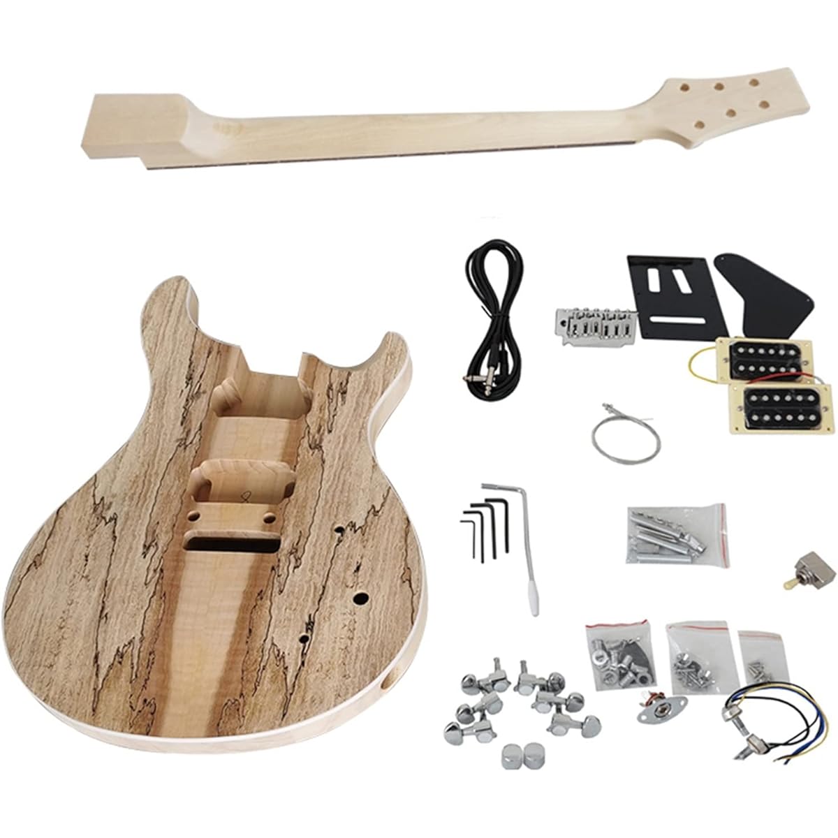 Unfinished DIY Custom Electric Guitar Kit with All Hardware Guitar Body (Color : 1)