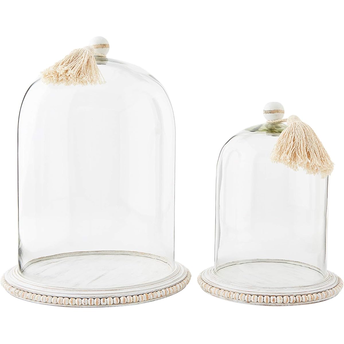 Mud Pie Large Bead Vase Decorative Cloche, White