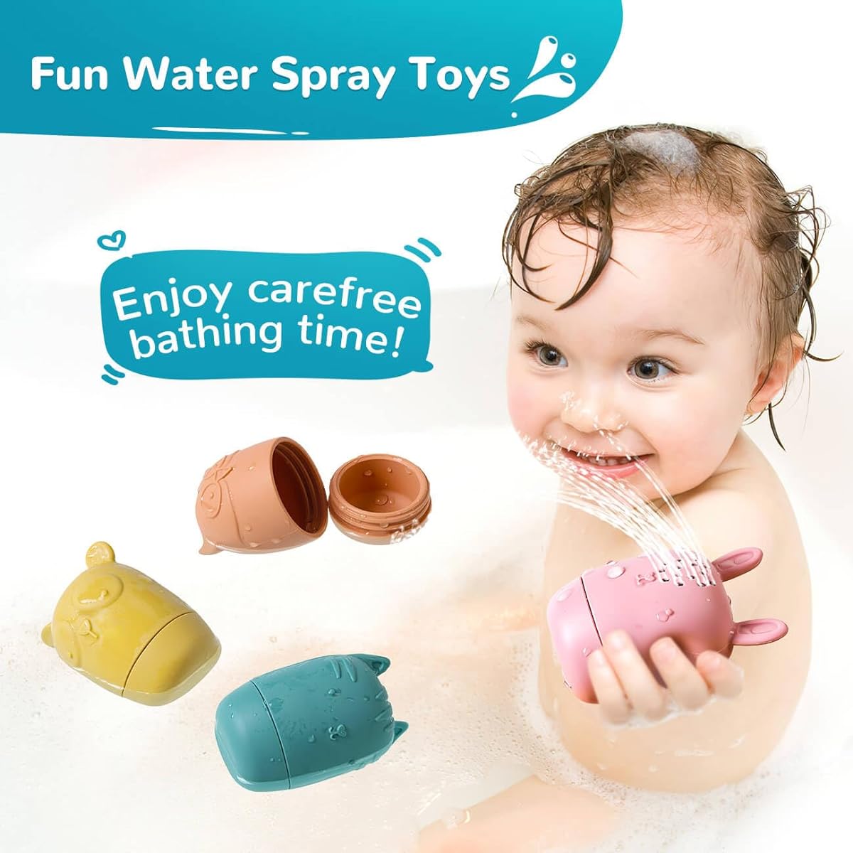 SEPHIX Silicone Bath Toy for Infants 6-12 Months Eco-Friendly Non-Toxic Baby Bath Toy Bathtub Toy for Toddlers 1-3 Years Old