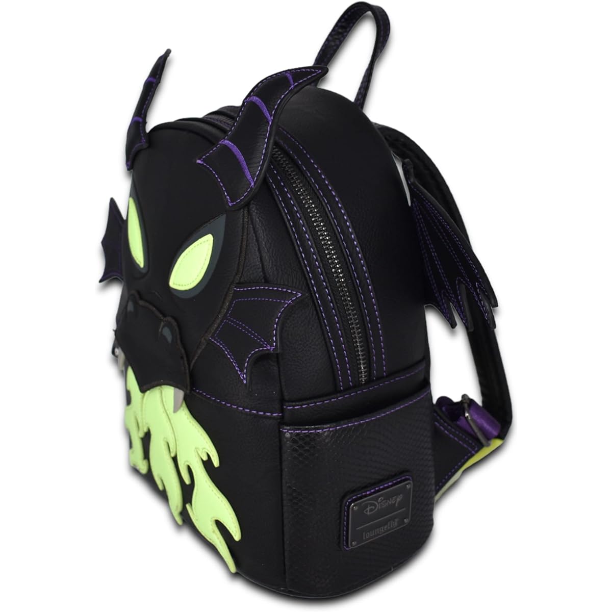 Loungefly GT Exclusive Disney Villains Maleficent Dragon Glow in the Dark Cosplay Mini Backpack, Black, Mini Backpack, Loungefly Mini Backpack