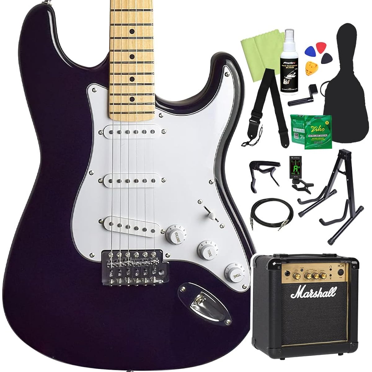 FERNANDES LE-1Z 3S/M BLK Electric Guitar Beginner 14-piece Set [Includes MG10] Fernandes