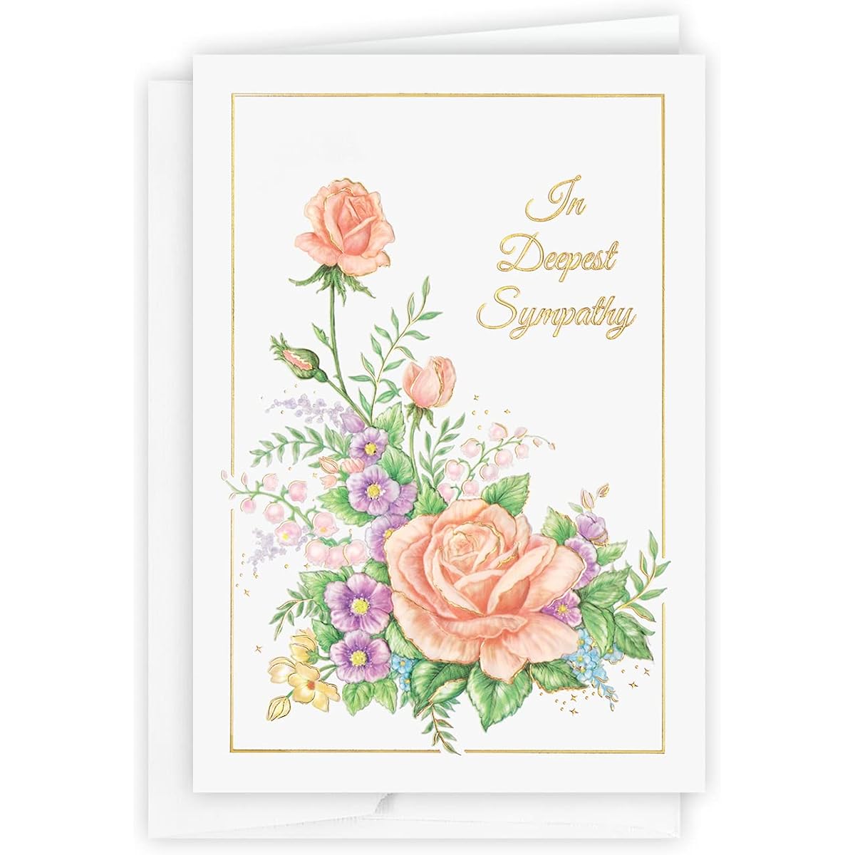 The Gallery Collection - Deep Sympathy Floral Card with Pearl Lined Envelope