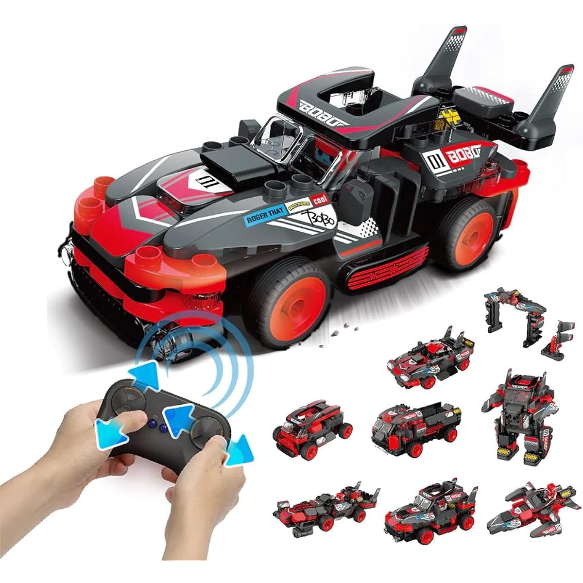 BOTZEES Interactive RC Race Car 8 in 1 Building & Remote Control Car for Boys Stem Toys Learning Toys Ages 3+