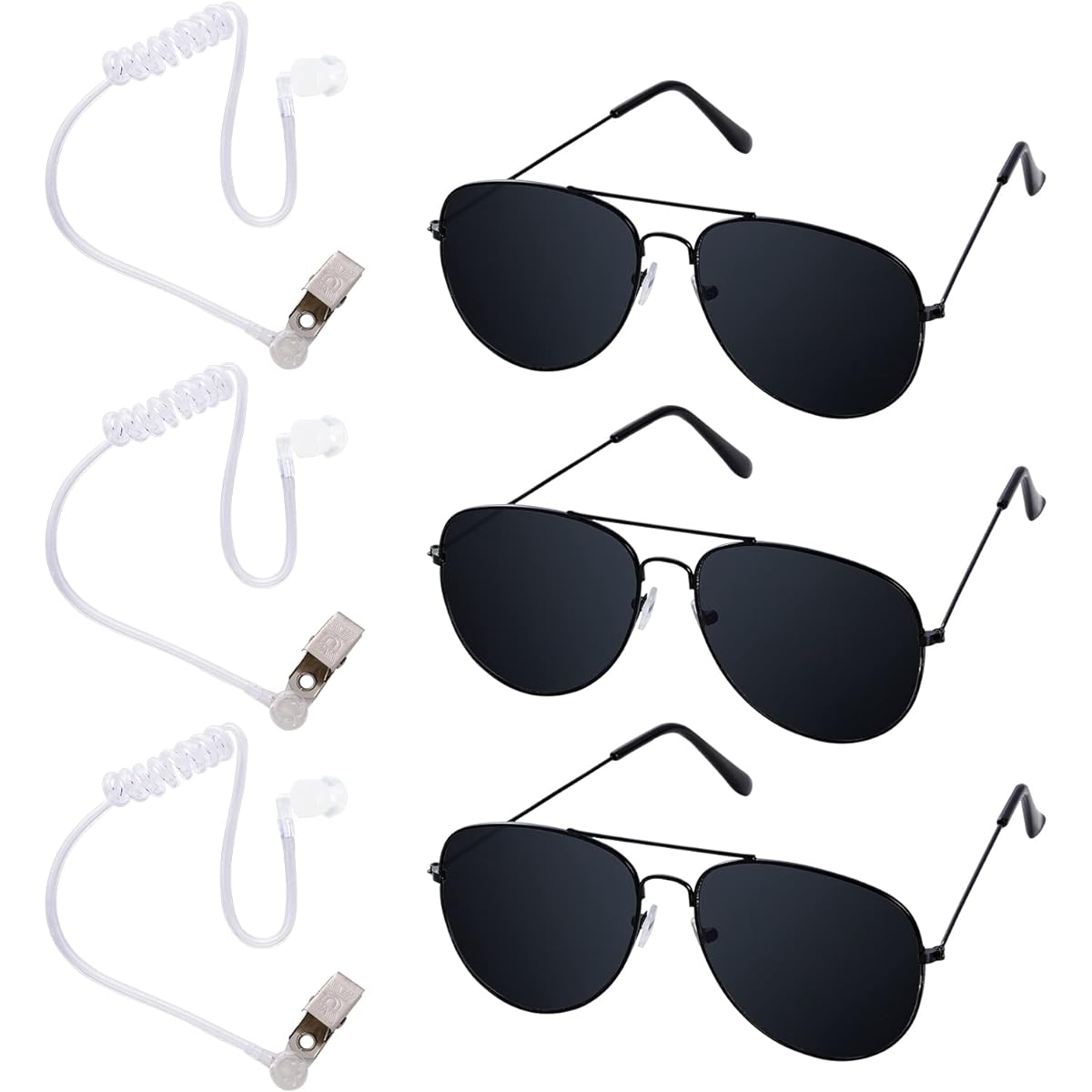 Sucrain Cosplay Toys Black Sunglasses Earpieces Earplugs for Ring Bearer Halloween Costume Set of 6
