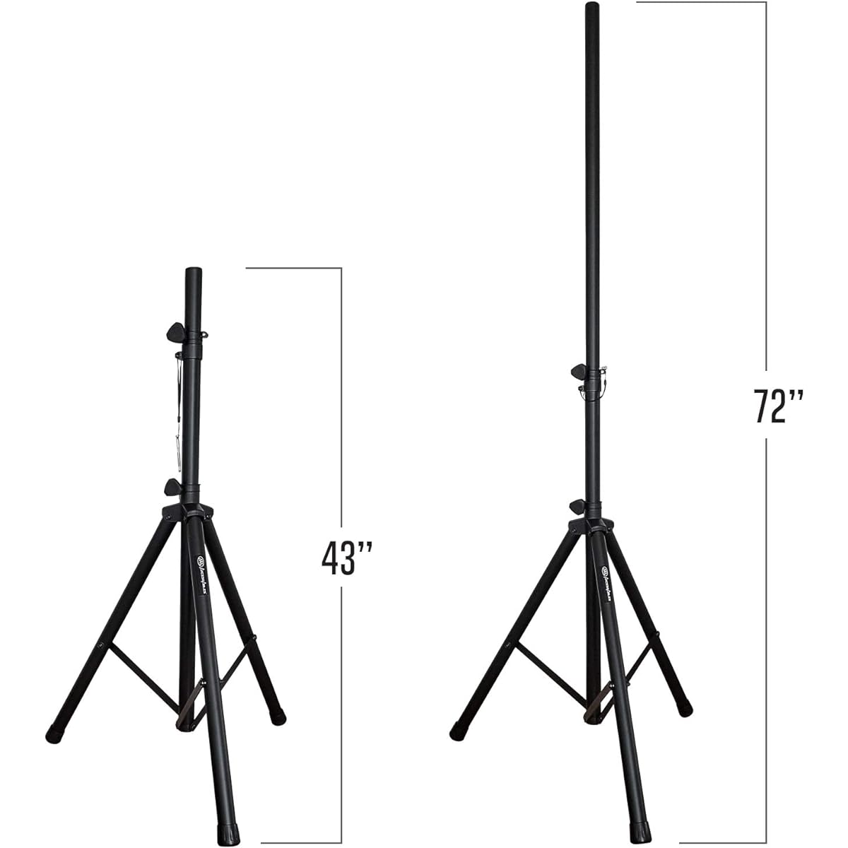 AxcessAbles Heavy Duty DJ Tripod Stand (Pair) with Bag, Adjustable Height 42"~72" PA Speaker Stand 80lb Portable PA Stand Compatible with Powered Speakers (SSB-101)
