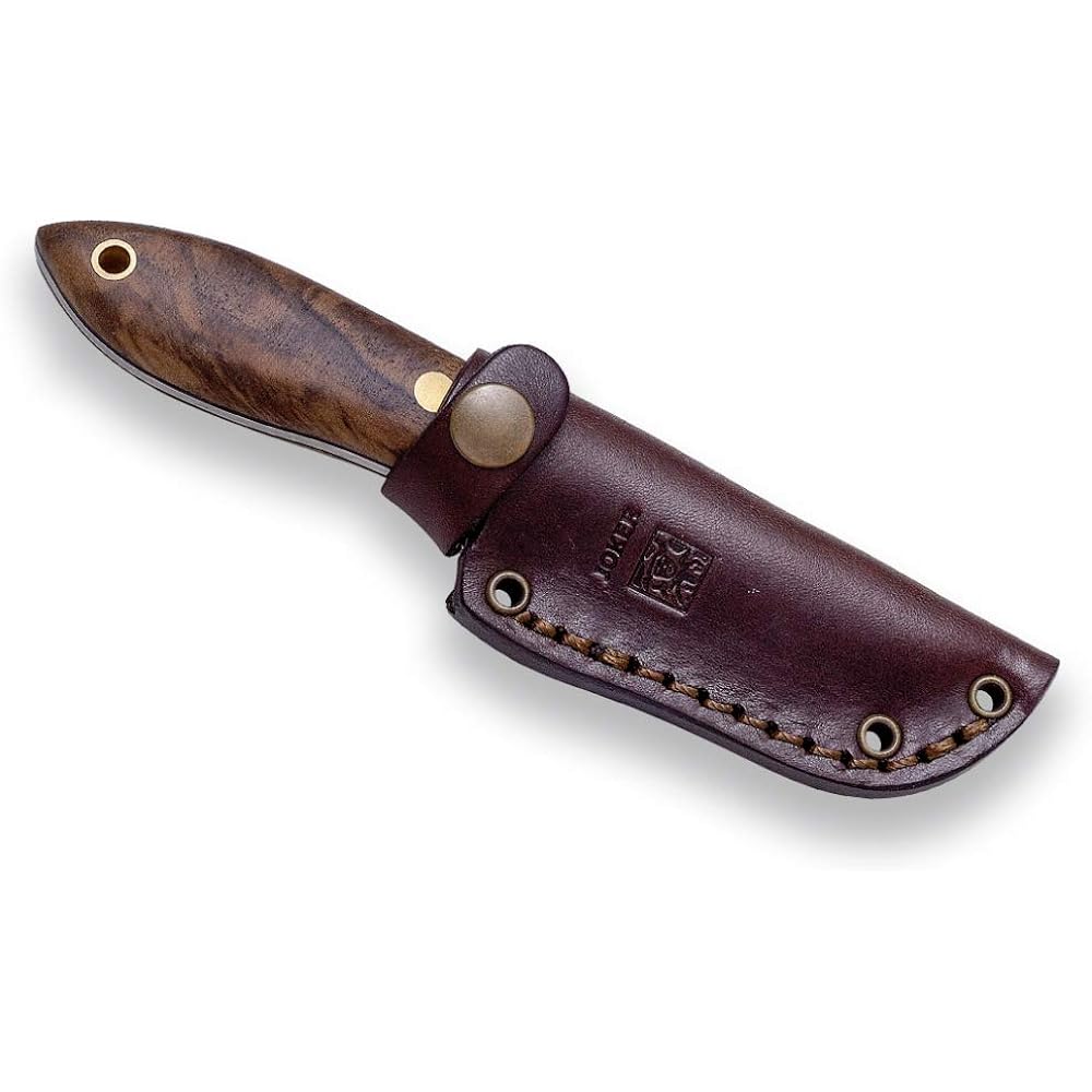 Joker Hunting Knife Avispa S CN121 Blade 3.15" SANDVIK 14C28N Steel Walnut Handle with Brown Leather Sheath Tool for Fishing Hunting Camping Hiking