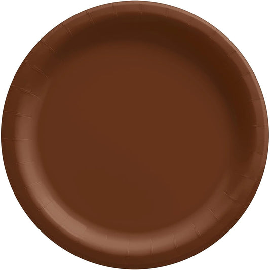 (Brown) - Amscan Disposable Round Party Dessert Plates Tableware, Chocolate Brown, Paper, 18cm, Pack of 20 Party Supplies