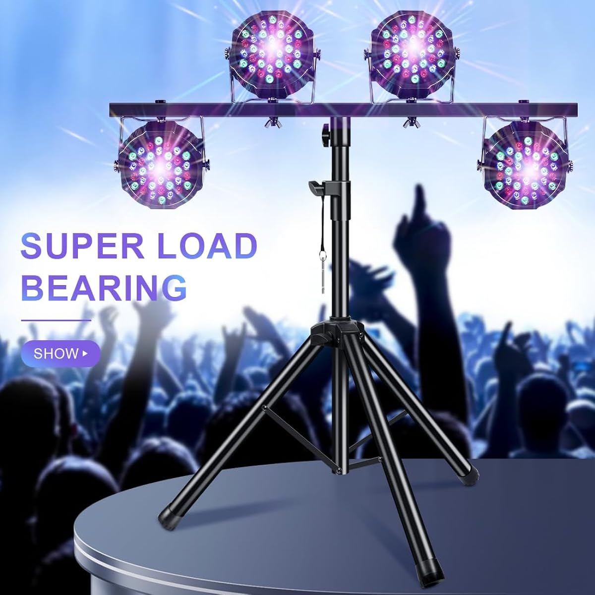 PPH-Sisy DJ Light Stand Heavy Duty Parkan Tripod T Bar Stage Light Stand Adjustable 39-70 inch DJ Lighting Tripod Mount