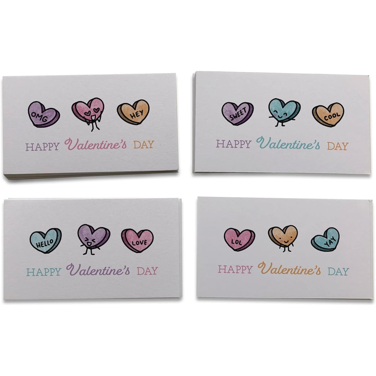 Hill Valley Greetings Sweet Candy Hearts Valentine Cards for Kids and Classrooms - 36 Mini Classroom Exchange Valentine's Day Cards