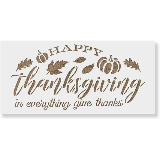 Happy Thanksgiving Give Thanks Stencil - Reusable Stencil - Painting Stencil - DIY Happy Thanksgiving Give Thanks Home Decor. 48"x22" white