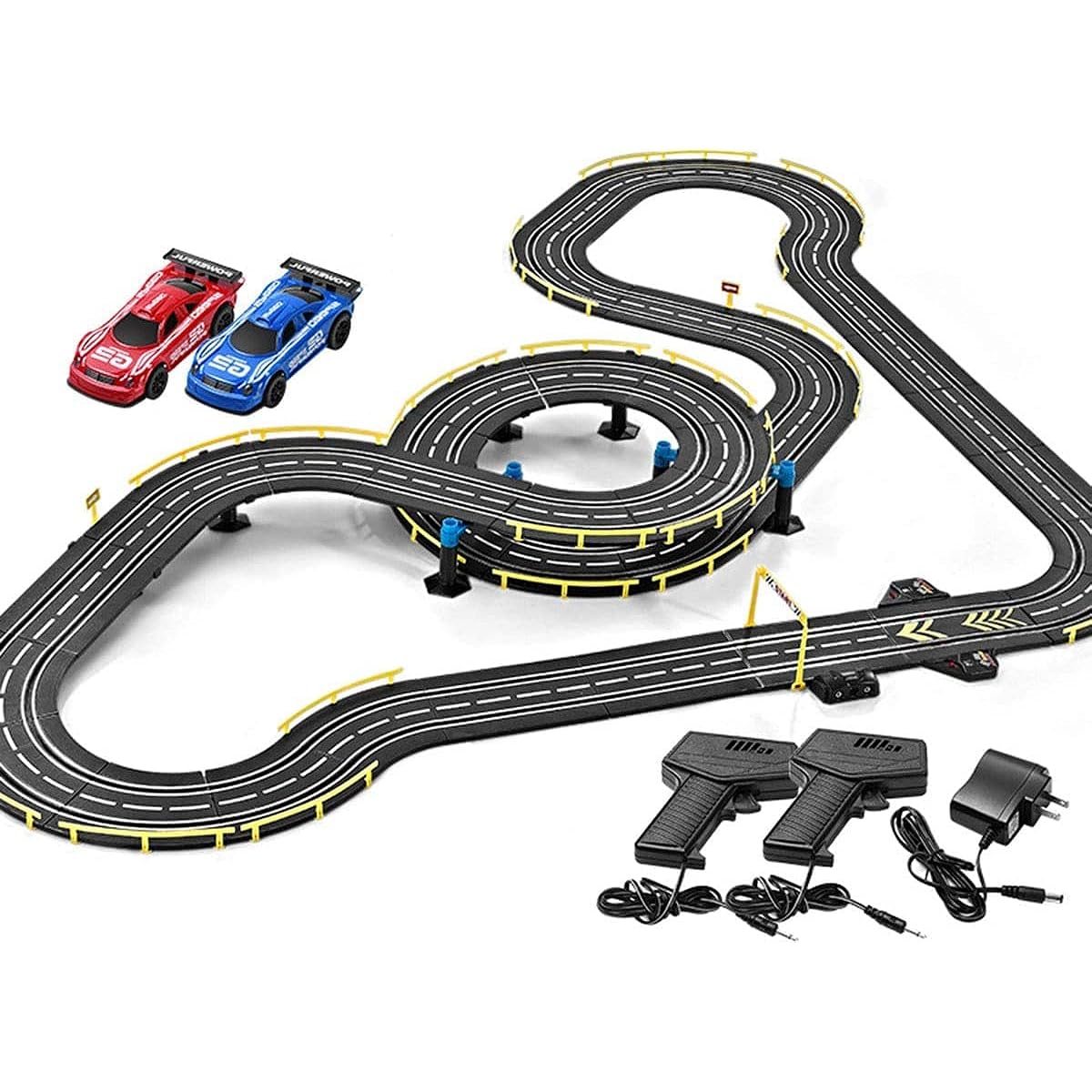 RC Track Car Toy, Double Car Slot Car Analog 1:43 Race Track Set with 2 Cars and Remote Control for 4-6 Years Old Kids, 7.9M