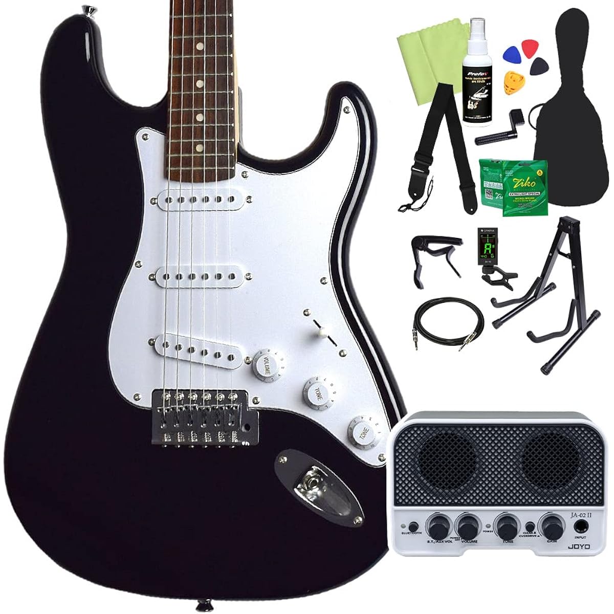 FERNANDES LE-1Z 3S/L BLK Electric Guitar Beginner 14-piece Set [Includes Bluetooth Mini Amplifier] Black Fernandes