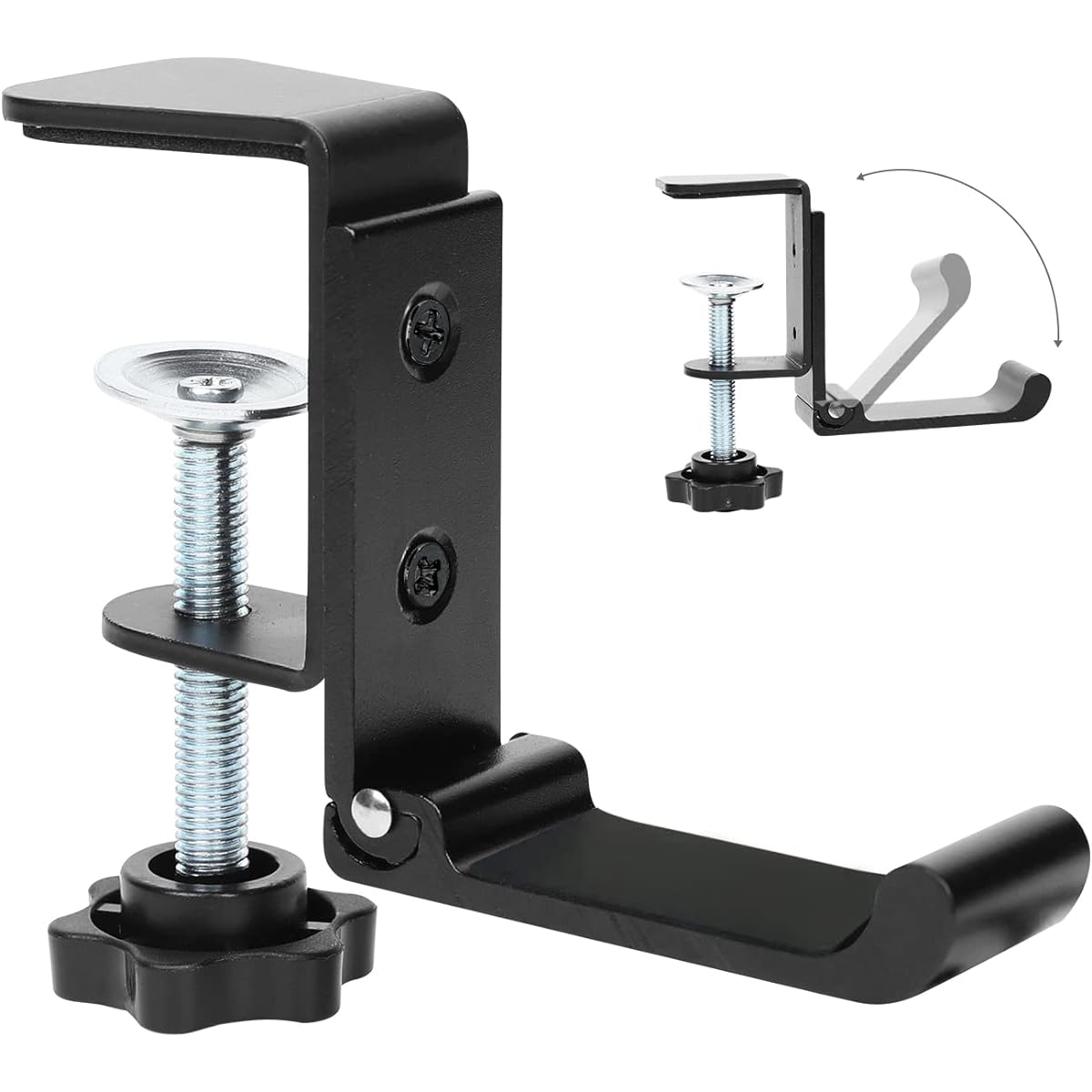 merryhome Headphone Stand Headset Holder Under Desk Hanger Desk Clamp Metal Black Universal Fit Hook Adjustable PC Gaming Holder Headphone Stand Soundbar Mount Design