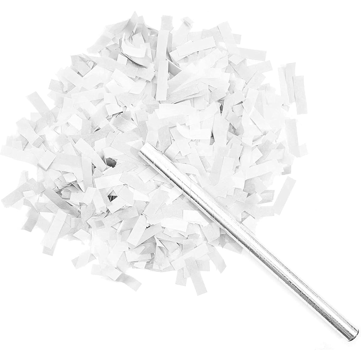 White and Silver Confetti Sticks Wedding Reception Supplies (14 inches, 8 pack)