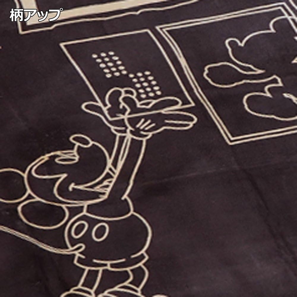 Oshimaya Rug Mickey Mouse Line Flannel Brown Approx. 130 x 185cm
