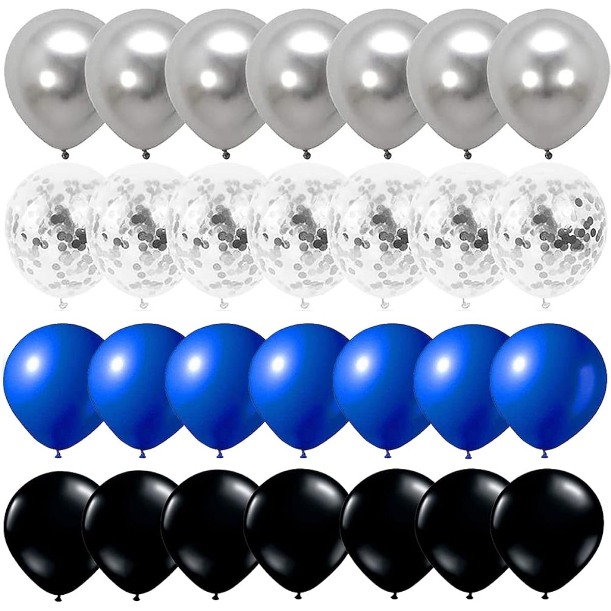 Royal Blue Silver Black Balloon Kit 12" Black Silver Blue Balloons 57pcs Navy Blue Silver Confetti Balloons for Boys Birthday Party Video Game Birthday Party Baby Shower Graduation Party Decorations
