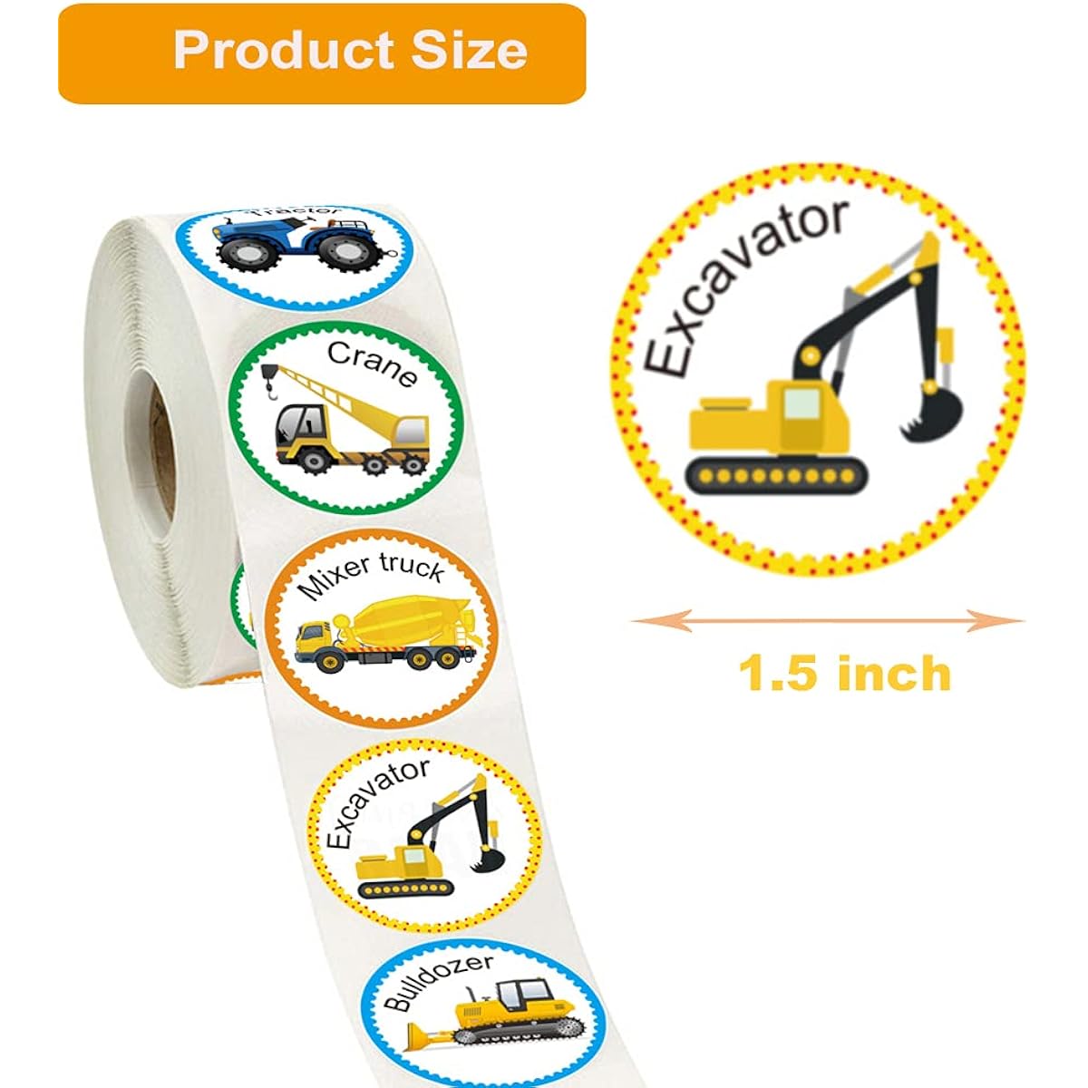 Hohamn 1.5" Truck Stickers for Kids, 500pcs Cool Truck Stickers for Toddlers Boys Birthday Party