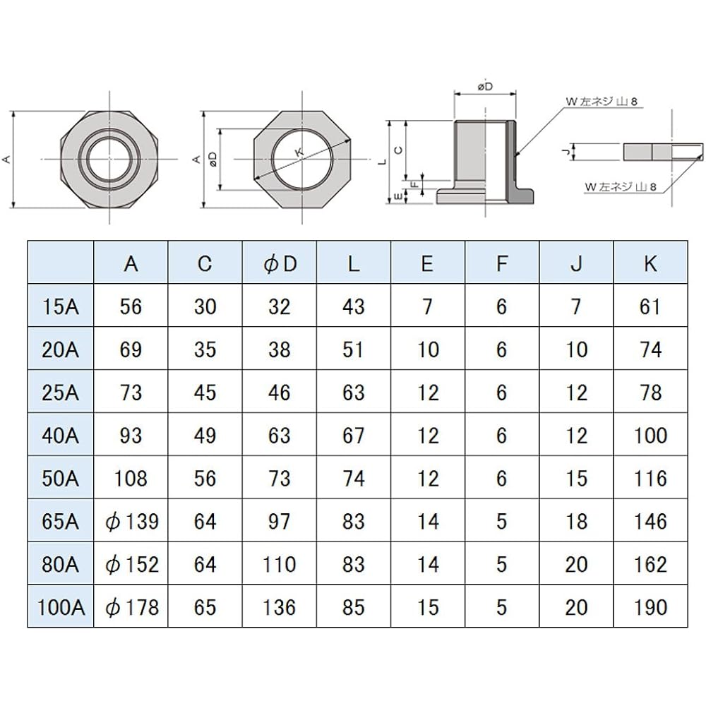 Suiko tank parts PE fitting 50A [EPDM] with packing