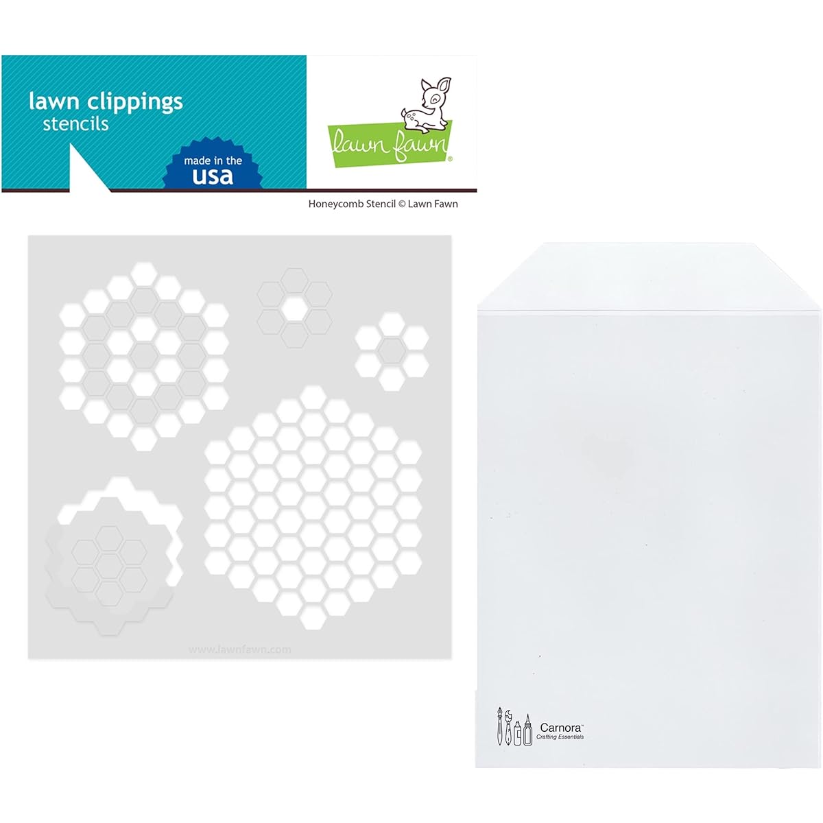 Lawn Fawn Honeycomb Stencils, Carnora Stencil Storage Pockets, Set of 2