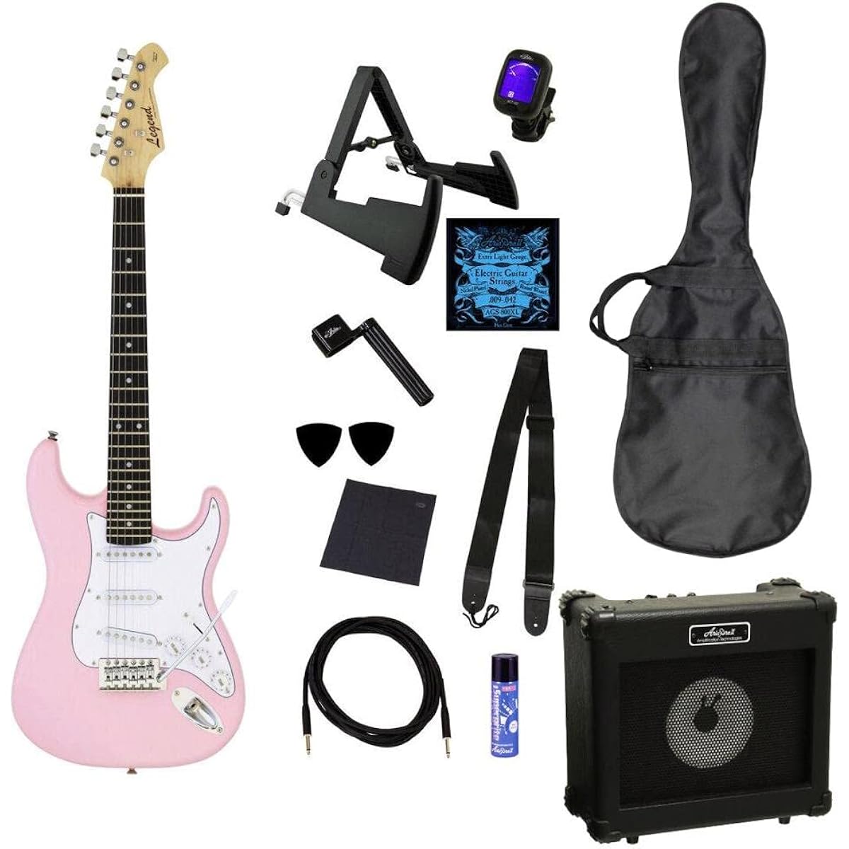 Legend LST-MINI/KWPK(Kawaii Pink) Short Scale Mini Electric Guitar/Future Rock Star 12-Piece Set