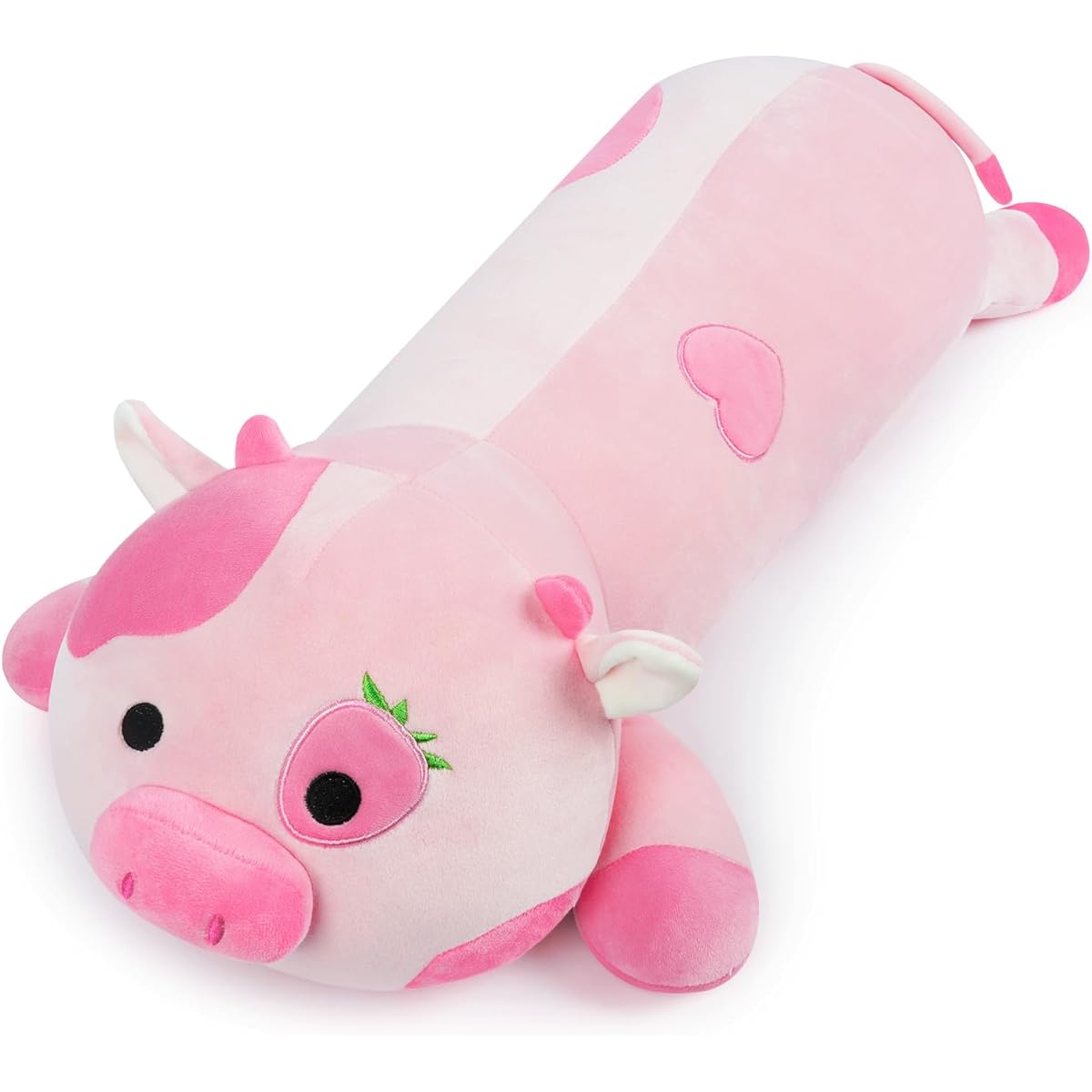 KOPHINYE Weighted Stuffed Cow - 27.5 Inches 3 lbs Kaiwii Weighted Stuffed Animal for Anxiety Relief Cute Strawberry Cow Weighted Stuffed Animal Large Cow Pillow Gift for Kids and Adults