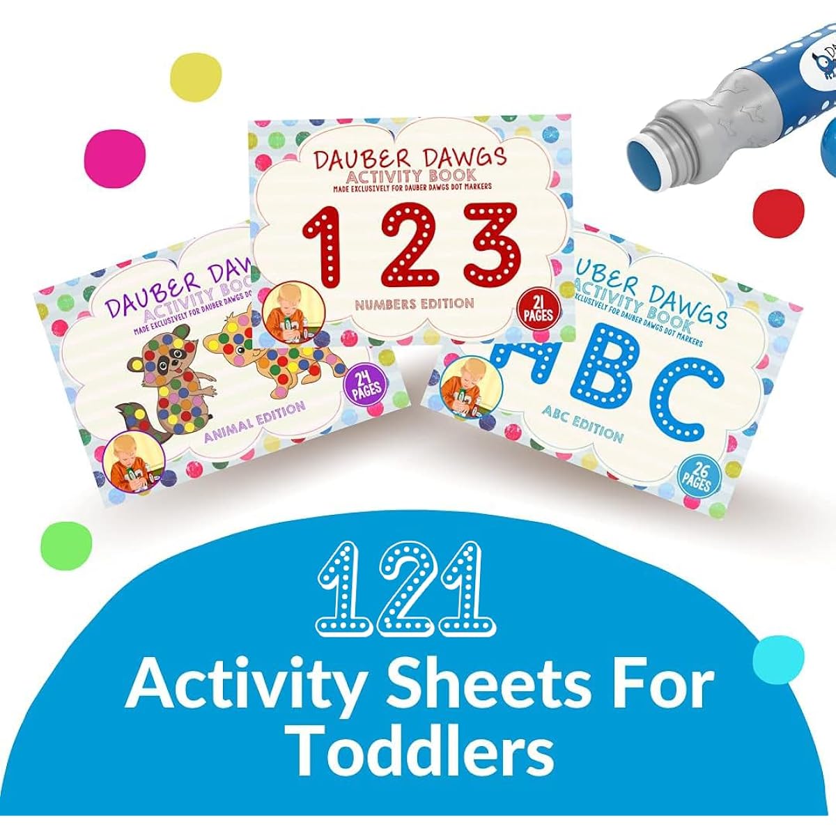 Dauber Dawgs 121 Pages Toddler Activity Book, ABC Numbers & Animals Activity Sheets, Kids Creativity Coloring Book for Dauber Dawgs Dot Markers, Free PDF Book Download