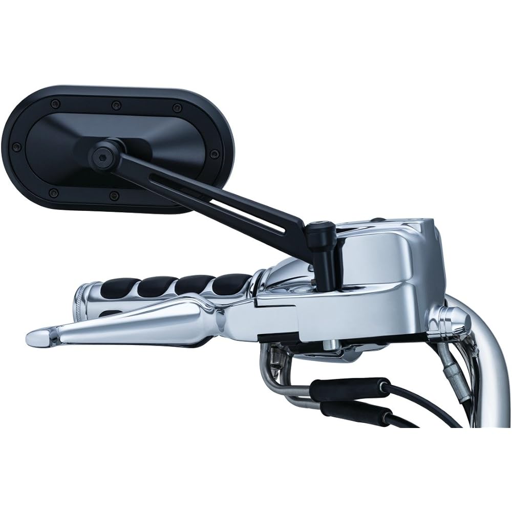 Kuryakyn 1737 Motorcycle Handlebar Accessories: Heavy Industrial Rear View Side Mirrors, Satin Black, 1 Pair