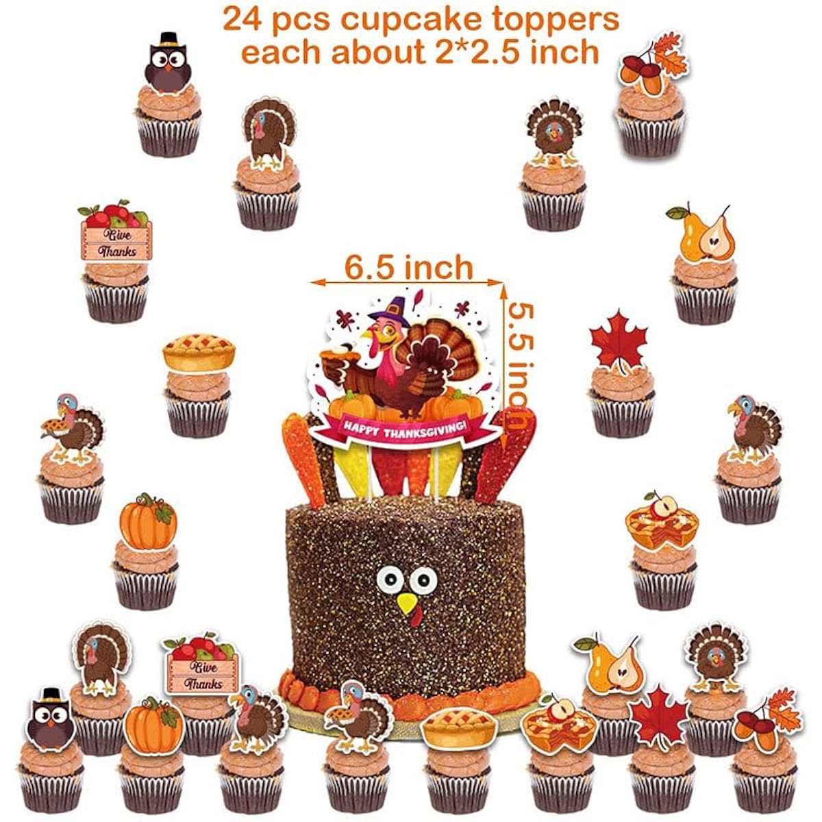 Thanksgiving Party Decorations Supplies Kit 108 Pieces - HAPPY THANKSGIVING Banner Thanksgiving Hanging Swirls Thanksgiving Balloons Thanksgiving Cupcake Toppers Thanksgiving Stickers for Kids Happy Thanksgiving Decorations Party