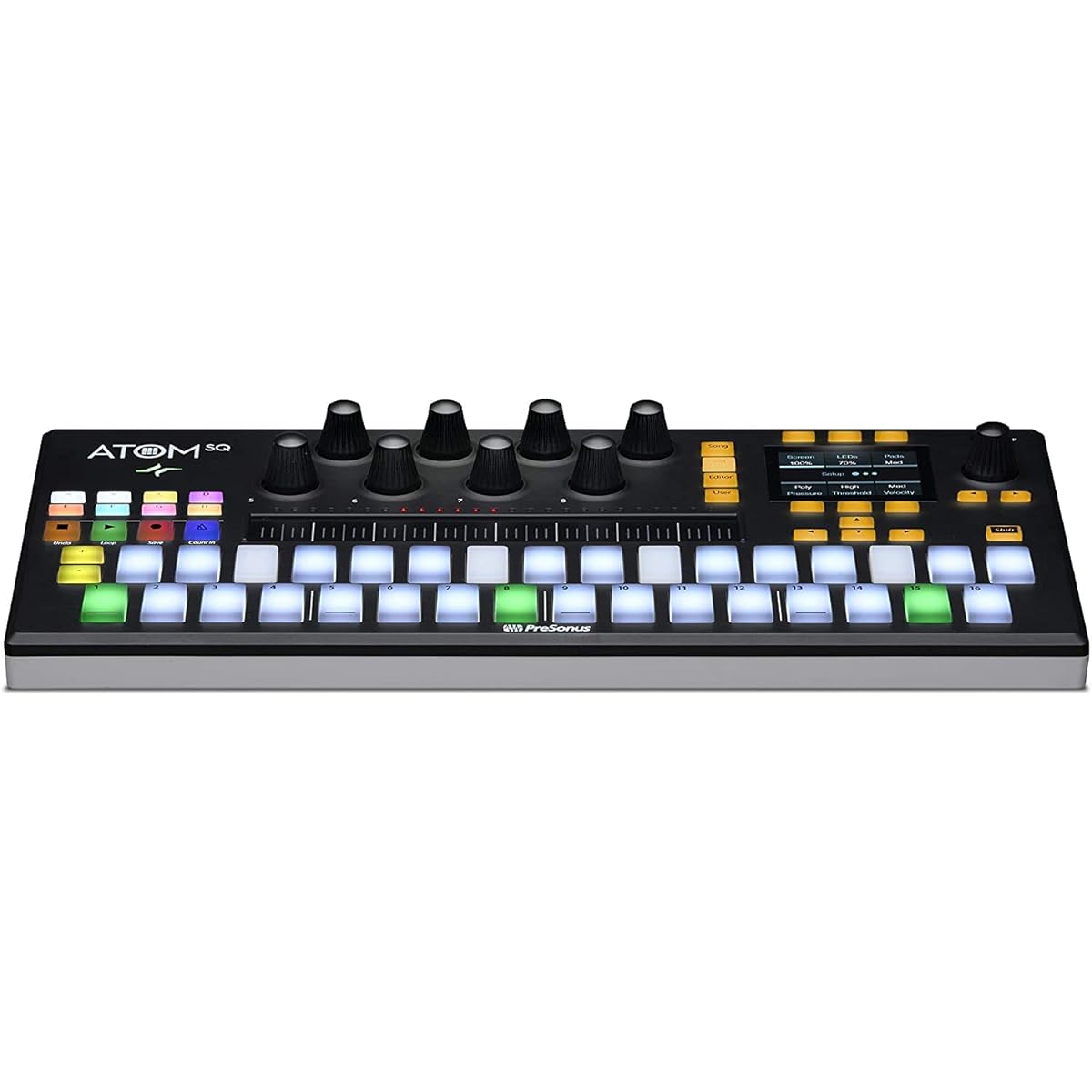 PreSonus ATOM SQ Hybrid Controller Velocity Sensitive/Pressure Sensitive RGB LED 32 Pads Ableton Live Lite, Studio One Artist Bundle