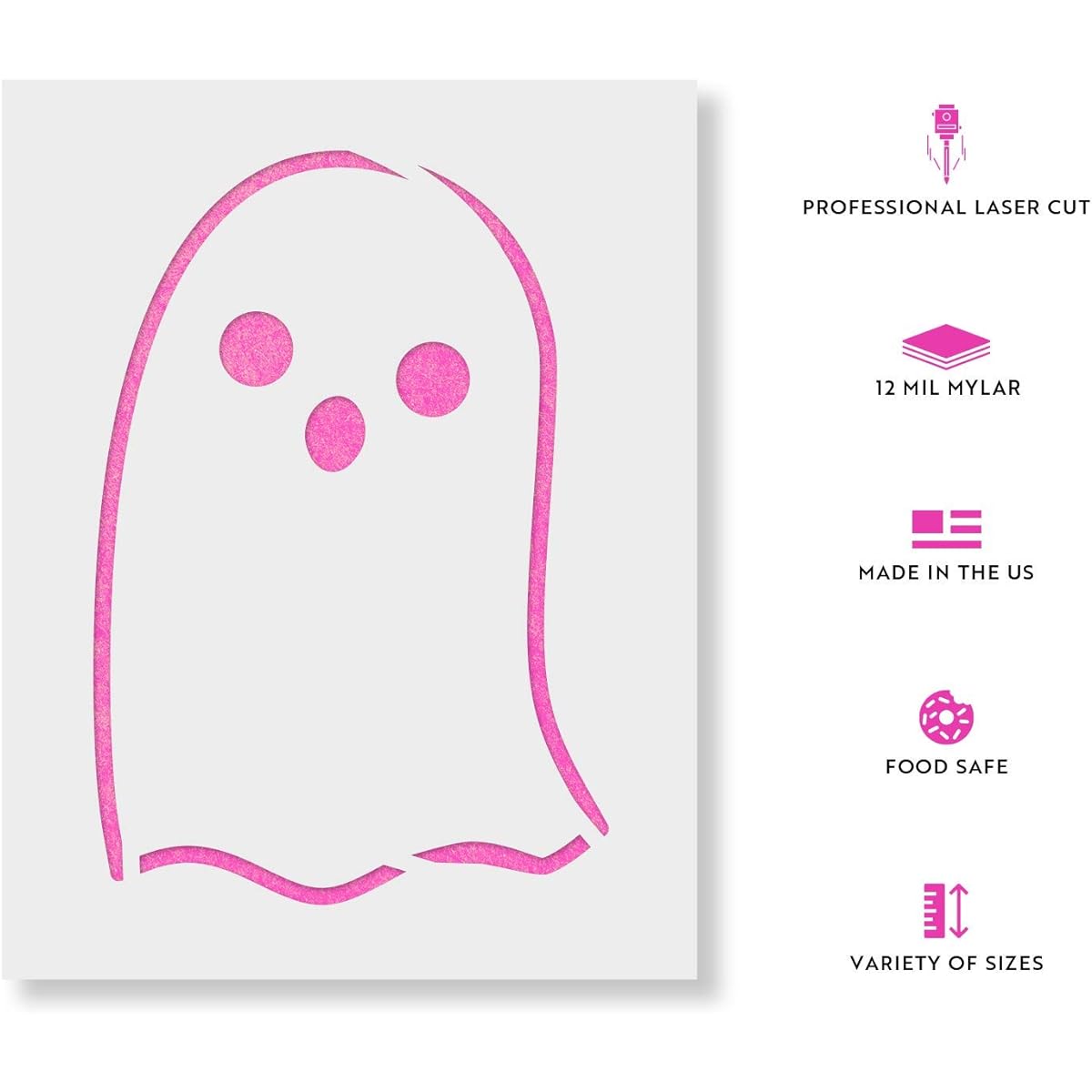 Ghost Stencil Template - Reusable Stencil 36"x24" White