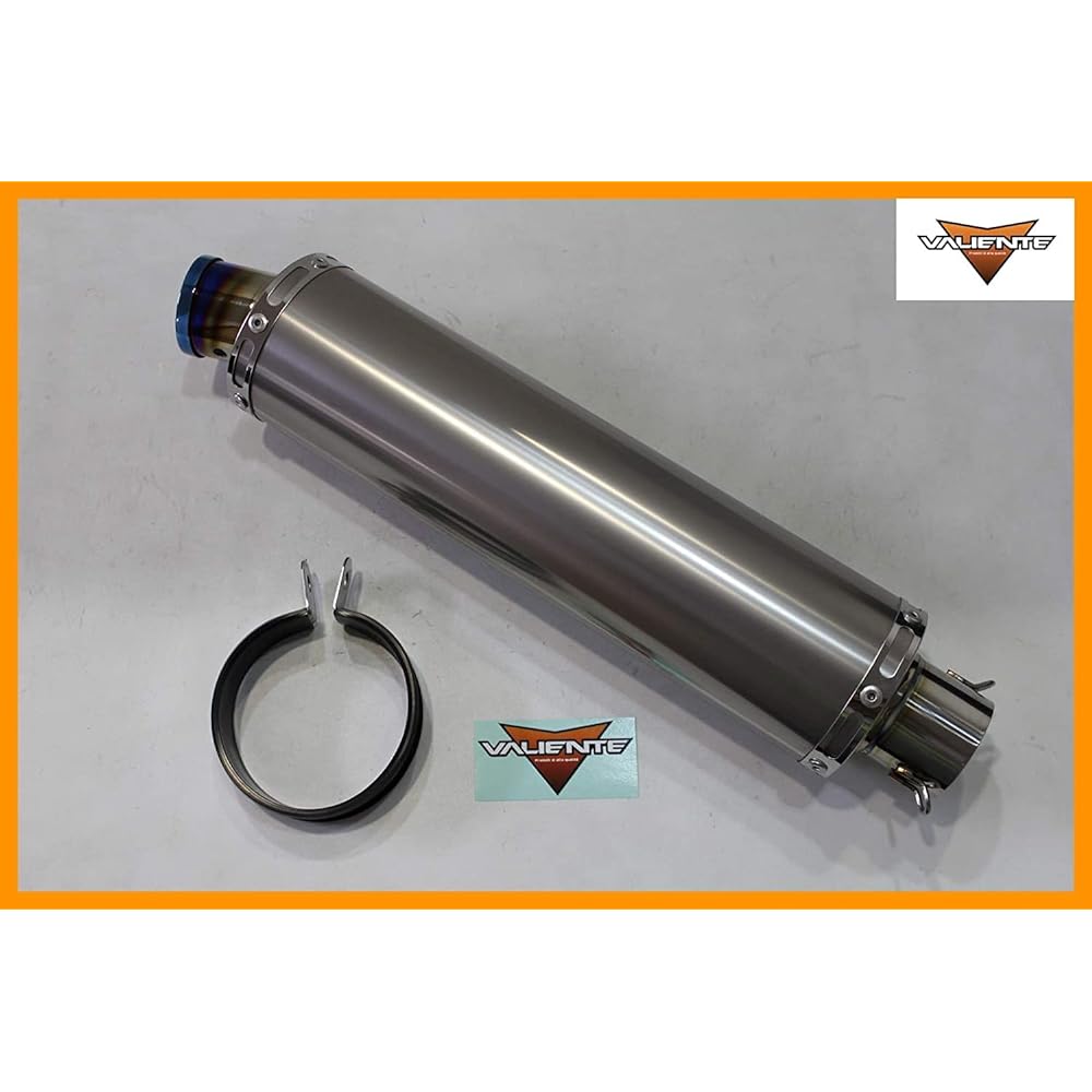 Valiente (Valiente) 100Φ×350mm Insertion diameter for 50.8Φ General-purpose silencer Bike muffler Titanium solid Slip-on muffler Blue color V-301-ts11