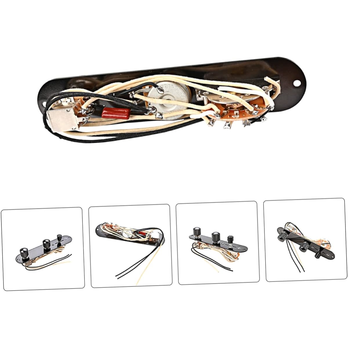 VICASKY Set of 4 Guitar Line Wired Loaded Pre-Wired Control Plates Metal Guitar Control Plates Car Mat Heel Plates Loaded Control Plates