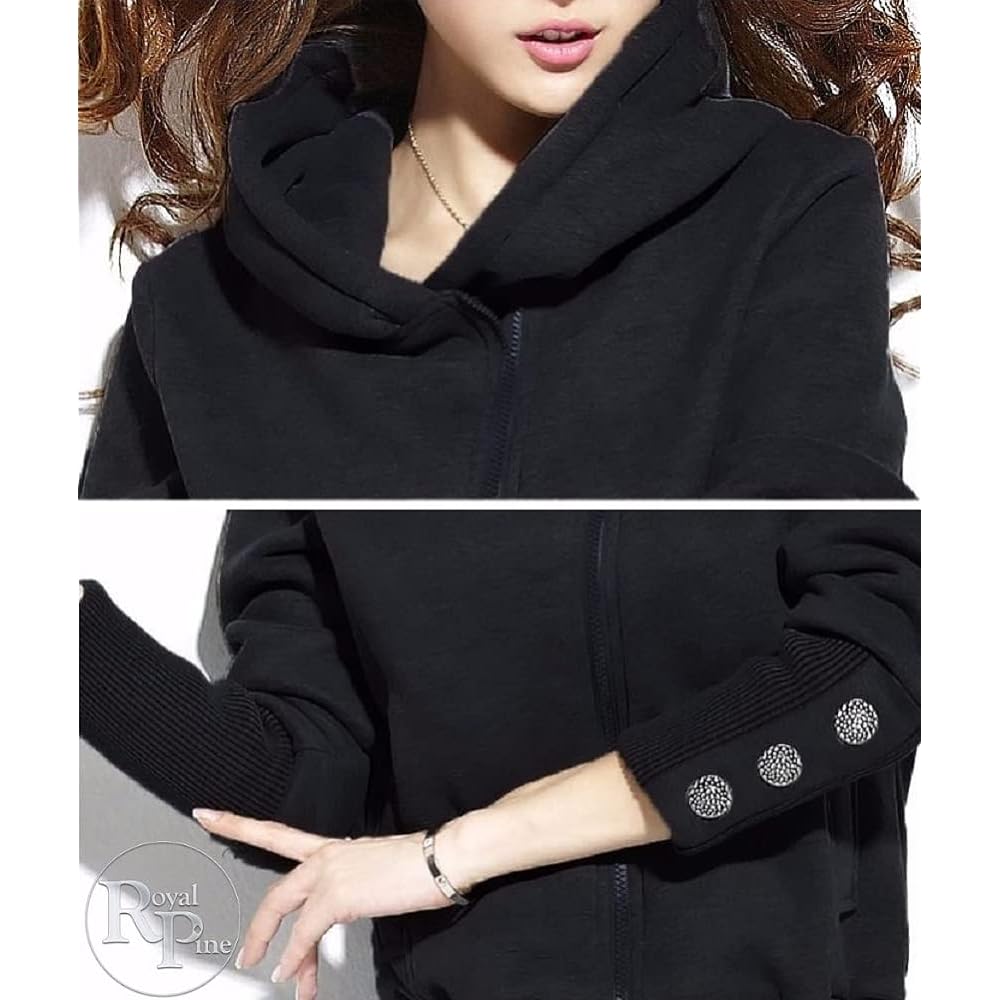 [Royal Pine] Women's Jersey Top and Bottom Set, Warm, Brushed Lining, Set Jersey, Sweatshirt, Hooded, Long Sleeve, For Autumn/Winter / 2 Colors, 4 Sizes