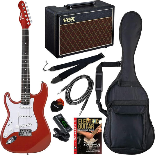 SELDER ST-23LH/MRD Left-Handed Electric Guitar, Stratocaster Type, Metallic Red, Beginner's Super Limited Set