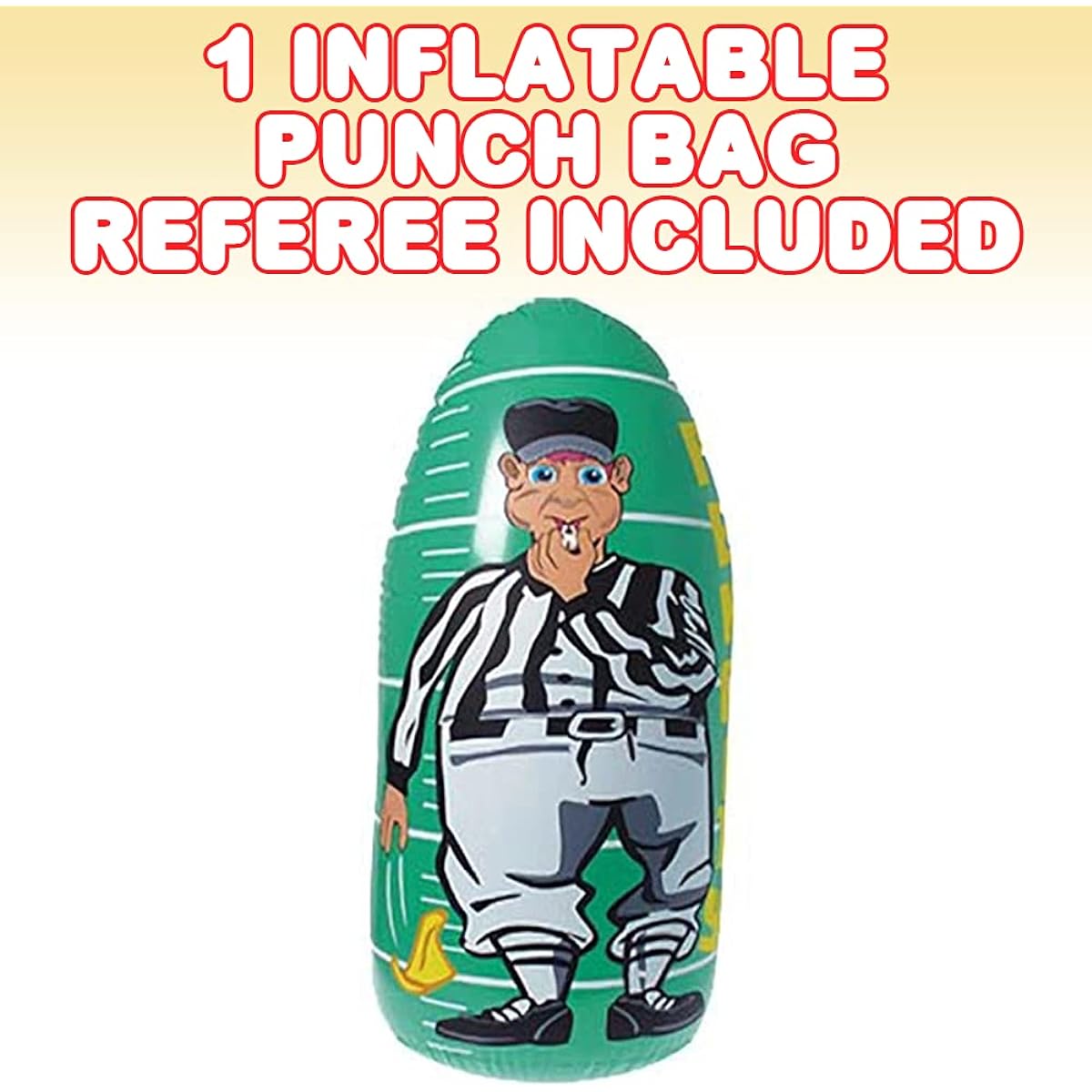 ArtCreativity Inflatable Punch Bag Referee 1 Piece Double Sided Weighted Referee Inflatable with Weighted Bottom Football Party Decor Inflatable Punch Bag for Kids 4 Feet Tall