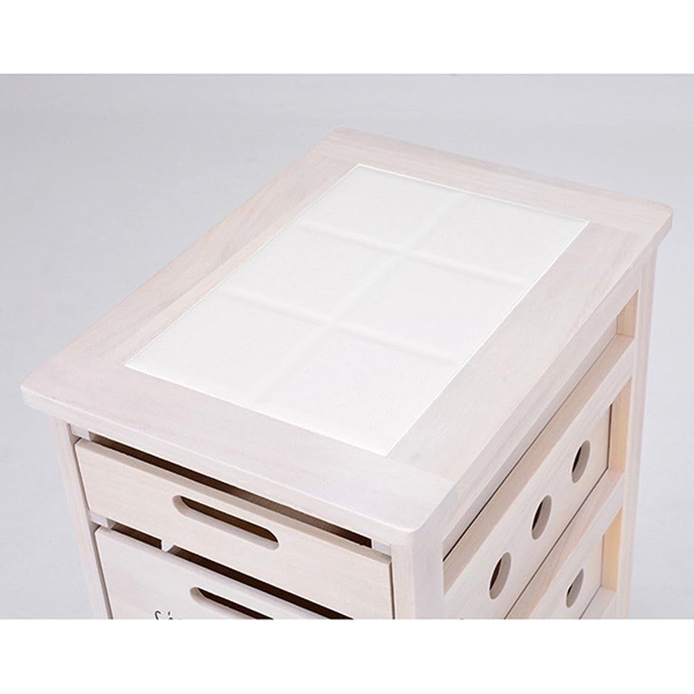 Hagiwara Kitchen Stocker Kitchen Rack Vegetable Stocker with Casters 5 Drawers [Ready to Use Complete Product] Simple Wooden Natural Wood White MUD-6905WS