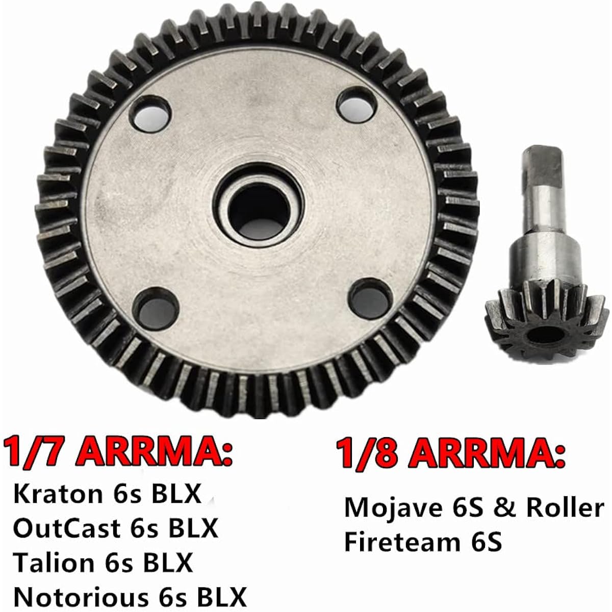 Main Diff Gear 43T & Main Input Gear 10T Upgrade Parts for 1/7 ARRMA Mojave 6S BLX 4WD Fireteam 1/8 Kraton/Notorious/Outcast/Talion 6S BLX Main Diff Gear & Main Input Gear Hop Up Parts (Black)