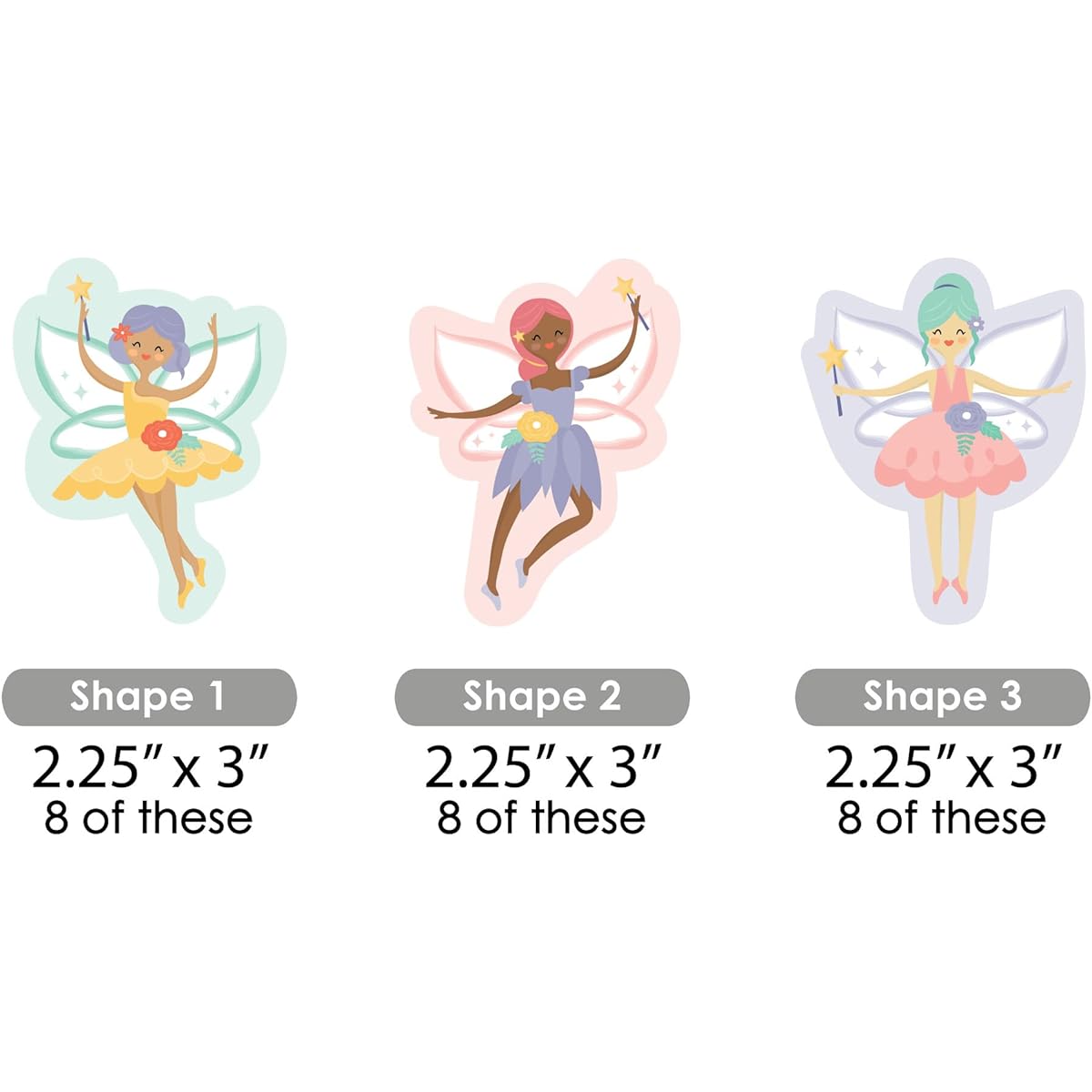 Big Dot of Happiness Let's Be Fairies - DIY Shape Fairy Garden Birthday Party Cutouts - 24 Count