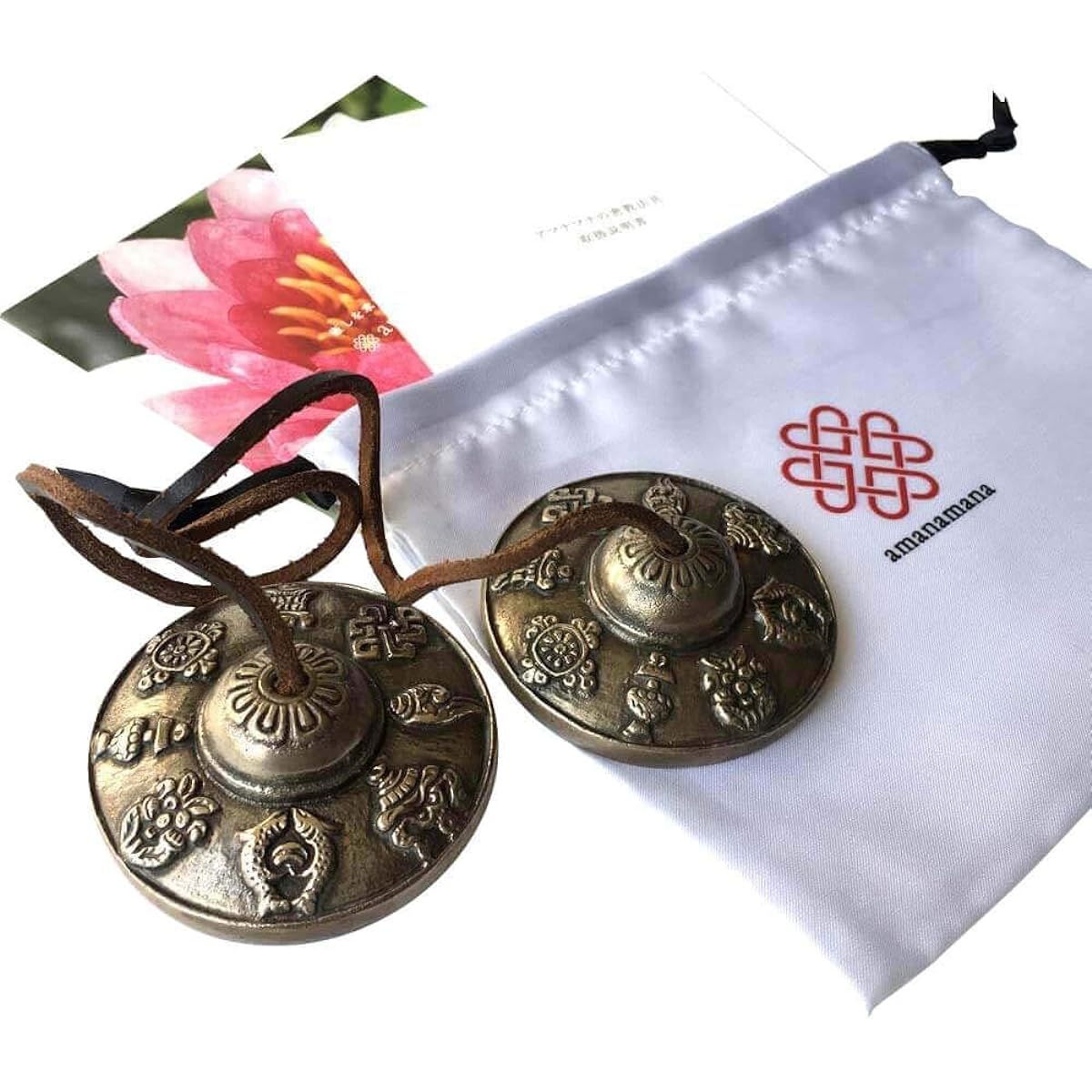 Tingsha [Amanamana] Eight Auspicious Designs Purification Yoga Meditation Good Luck Tibetan Bell Tone that brings good fortune