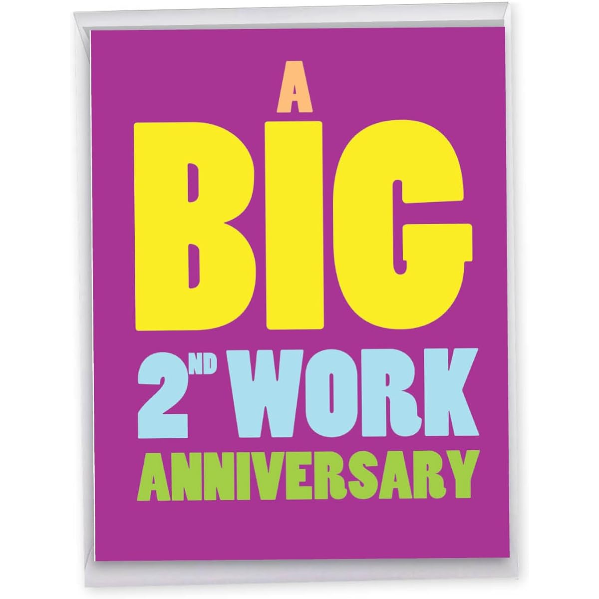 NobleWorks - 2nd Work Anniversary Card Jumbo (8.5 x 11 inches) - 2 Year Employee Job Milestone Group Note Card with Envelope - Years at Work 2 J9454MAG-WA