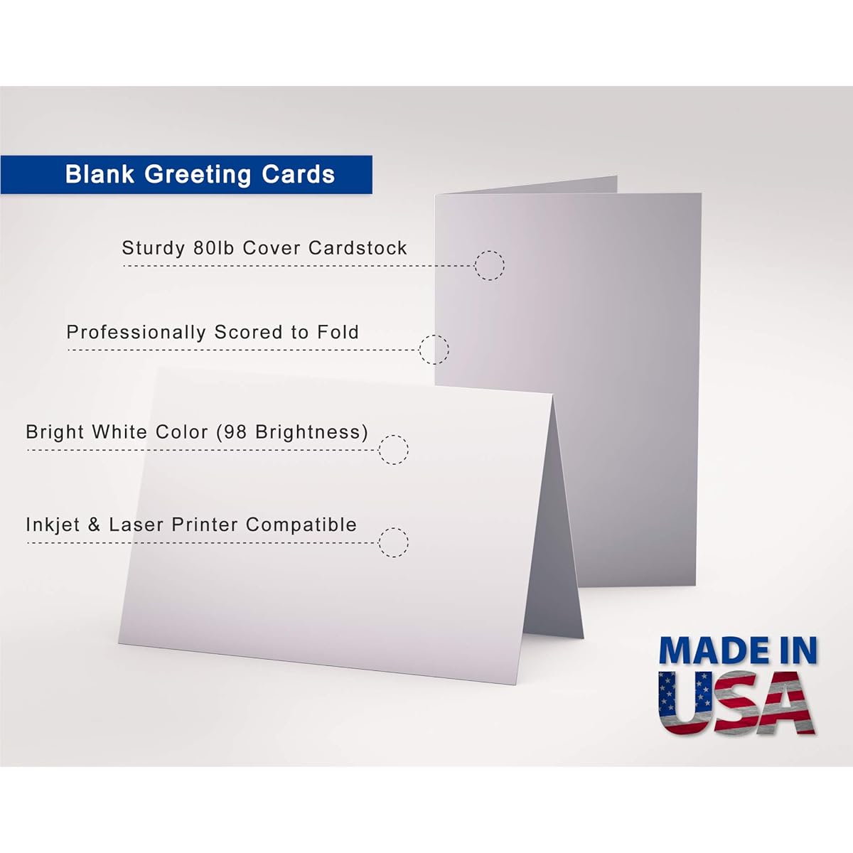 Heavy Blank Small Cardstock Cards for Card Making - A1 Size 3 3/8" x 4 7/8" - Bright White Scored Greeting Thank You, RSVP, Note Cards 50 Pack White