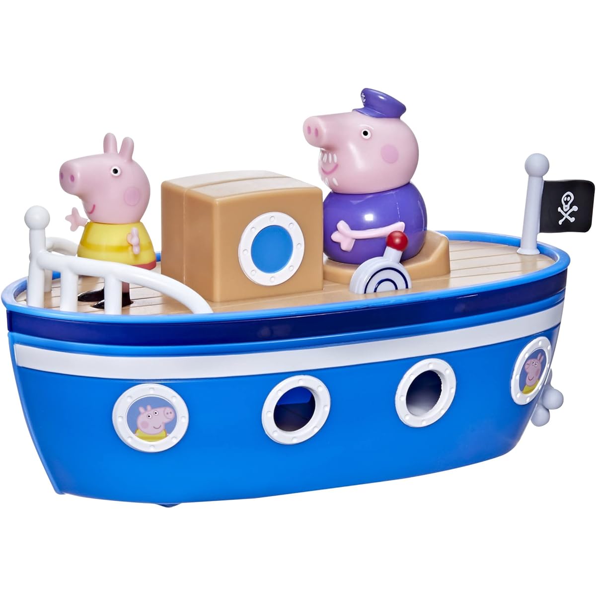 Peppa Pig Peppa's Adventures Grandpa Pig's Cabin Boat Vehicle Preschool Toy 1 Figure Removable Deck Rolling Wheels Ages 3+