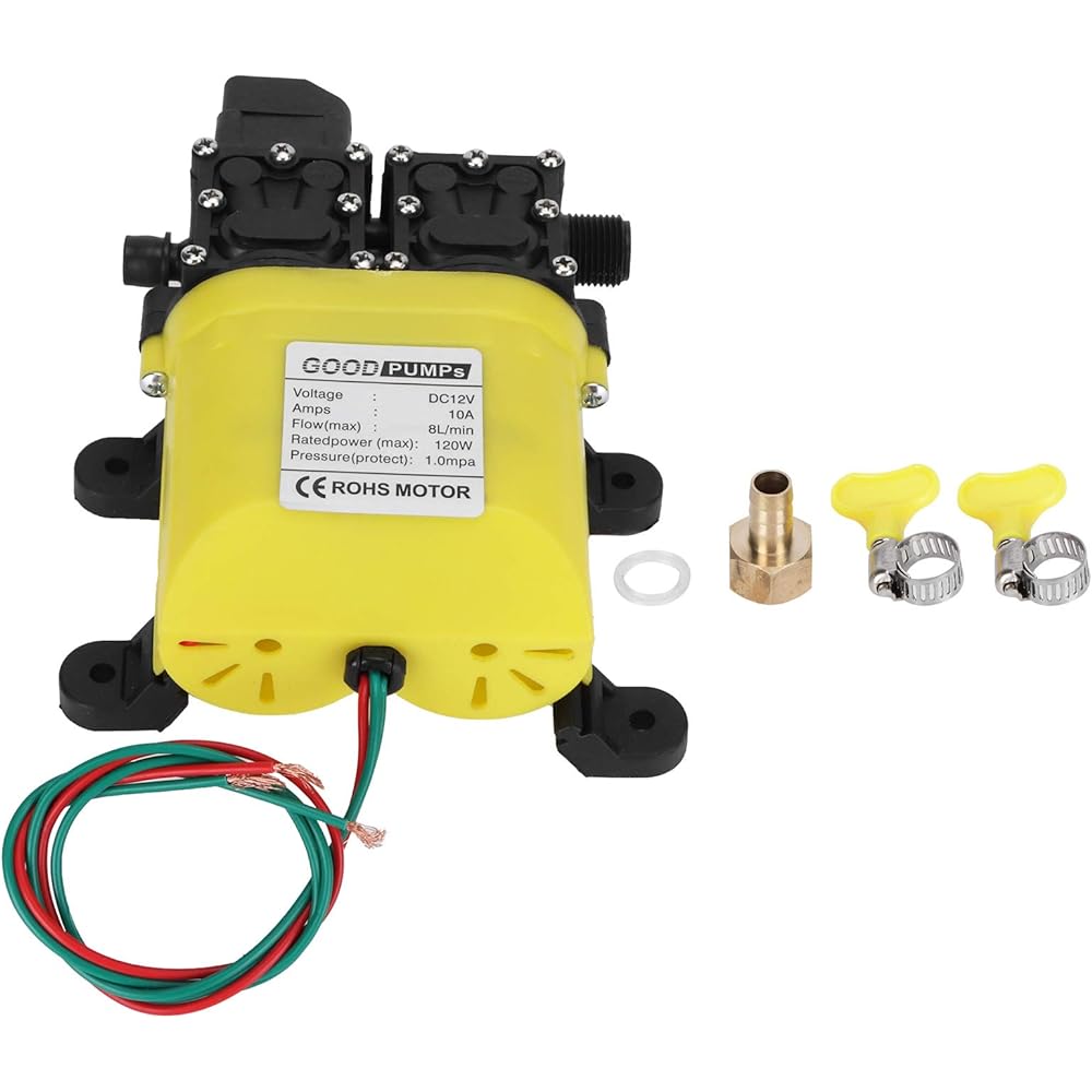 Jeffergarden Power Water Pump Submersible Pump 12V 120W 8L Diaphragm High Pressure Pump Automatic Water Injection Pump with Copper Connector for Aquarium Pond Statue Hydroponics Aquarium Supply Water Aquarium Water Circulation