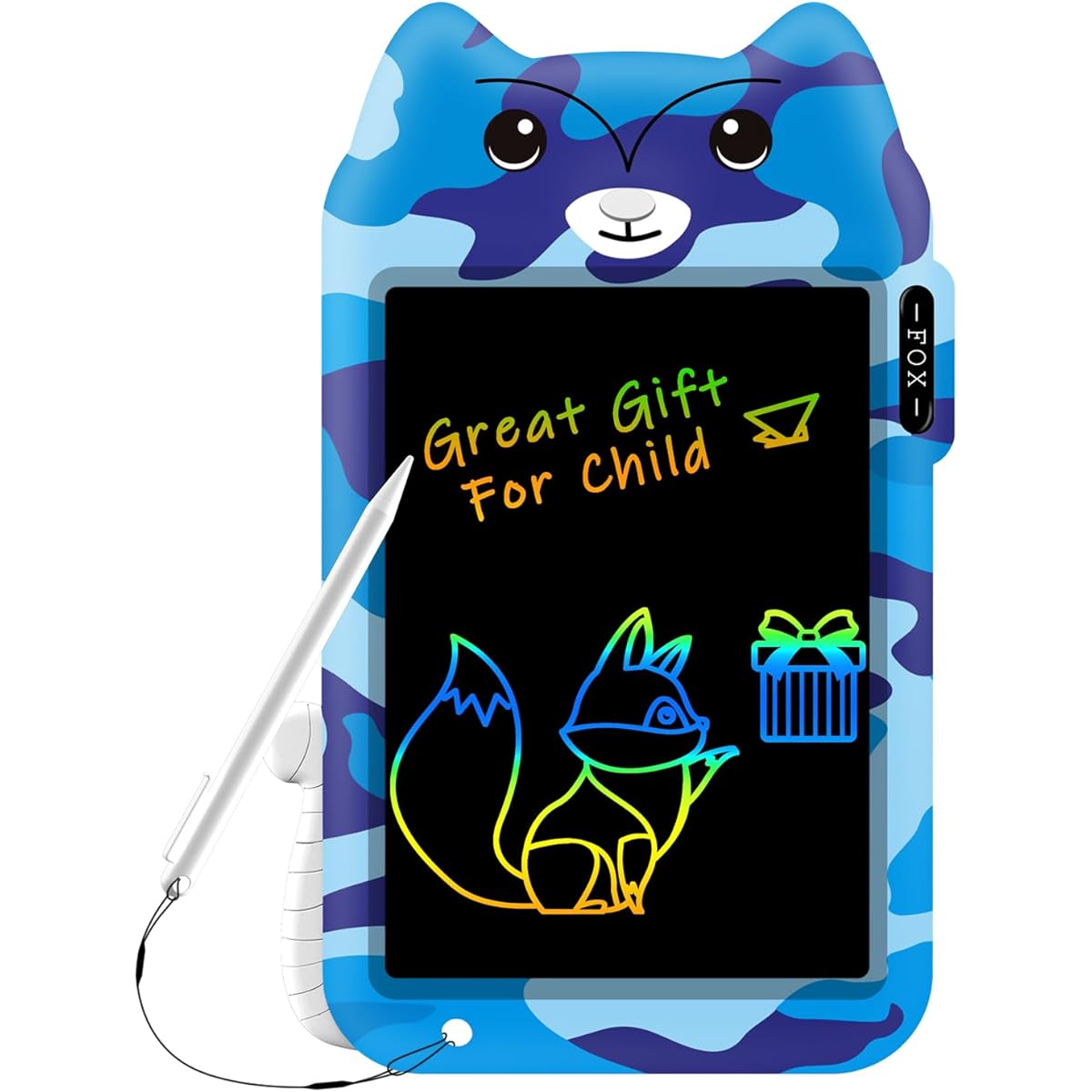 VNVDFLM 8.8 Fox Theme LCD Writing Tablet Doodle Board Kids Toy Gift for 3 4 5 6 7 8 Year Old Boys and Girls (Blue Camouflage)
