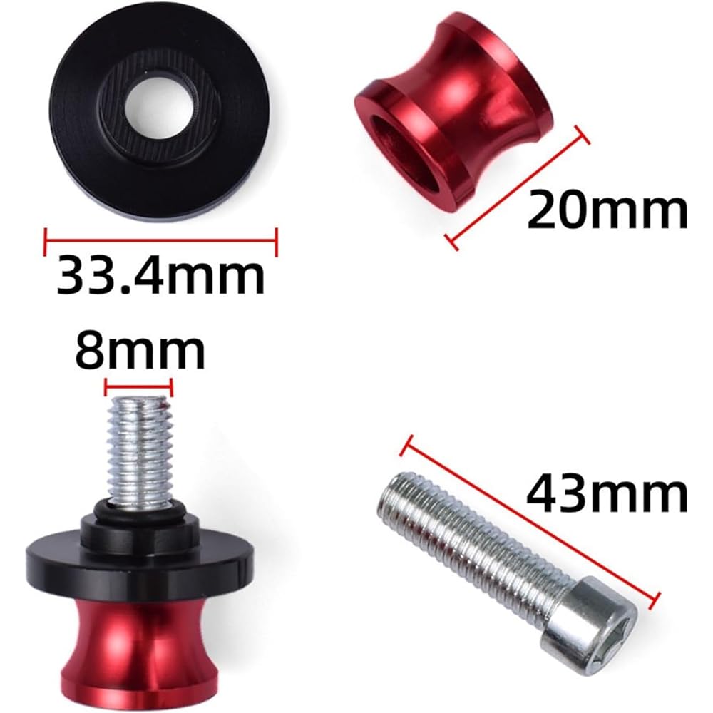 Motorcycle Swingarm Spool Slider Motorcycle Accessories CNC Aluminum 10mm Swingarm Spool Slider Stand Screw FOR CRF250R CRF450R CRF 250 450 R 2007-2021 (Color : E 8MM)