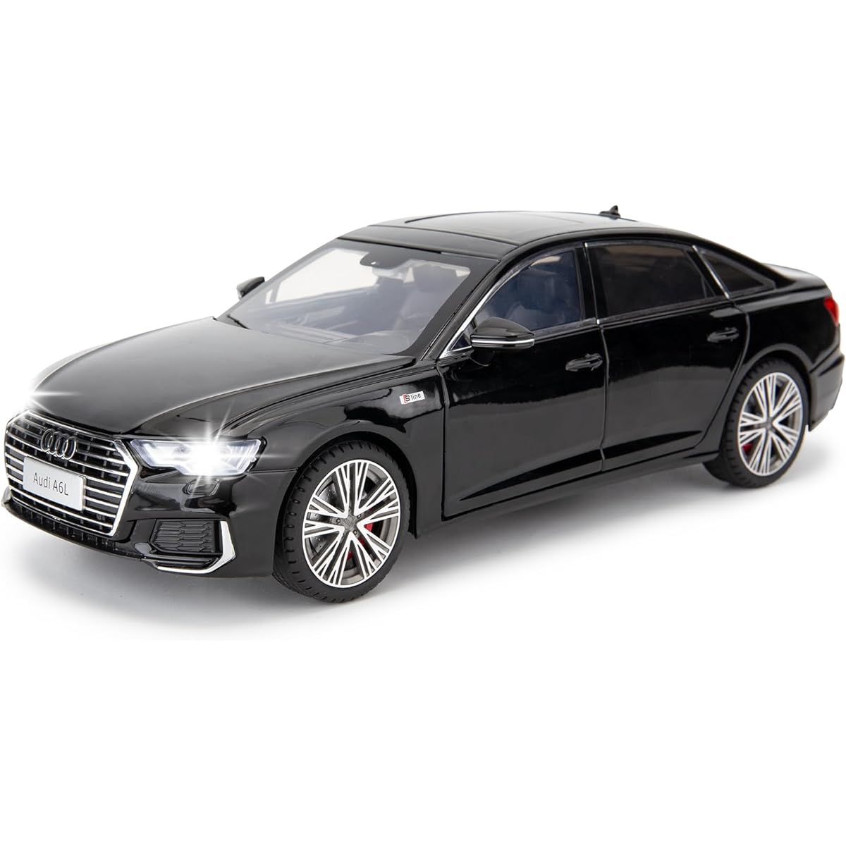 BDTCTK 1:18 Compatible with Audi A6L Model Car Diecast Collectible Pull Back Toy Car with Sound and Lights for Adults Kids Boys Girls Gift Black