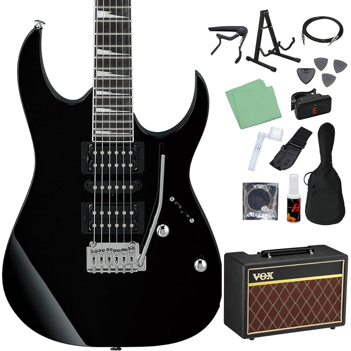 Gio Ibanez GRG170DX BKN (Black Night) Electric Guitar Beginner 14-piece Set [With VOX Amplifier] Gio Ibanez